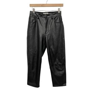 Abercrombie Fitch Ankle Straight Ultra High Rise Vegan Leather Pants Black 27 4s